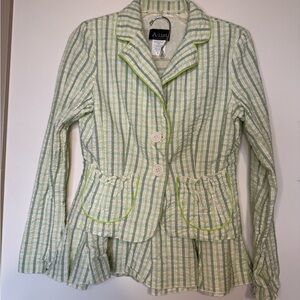A List by Wrapper VINTAGE 2Pc. Green Plaid Size 7 Skirt Set